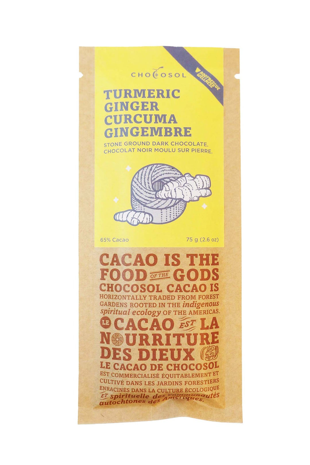 Stone Ground Dark Chocolate - Ginger & Tumeric 65 %