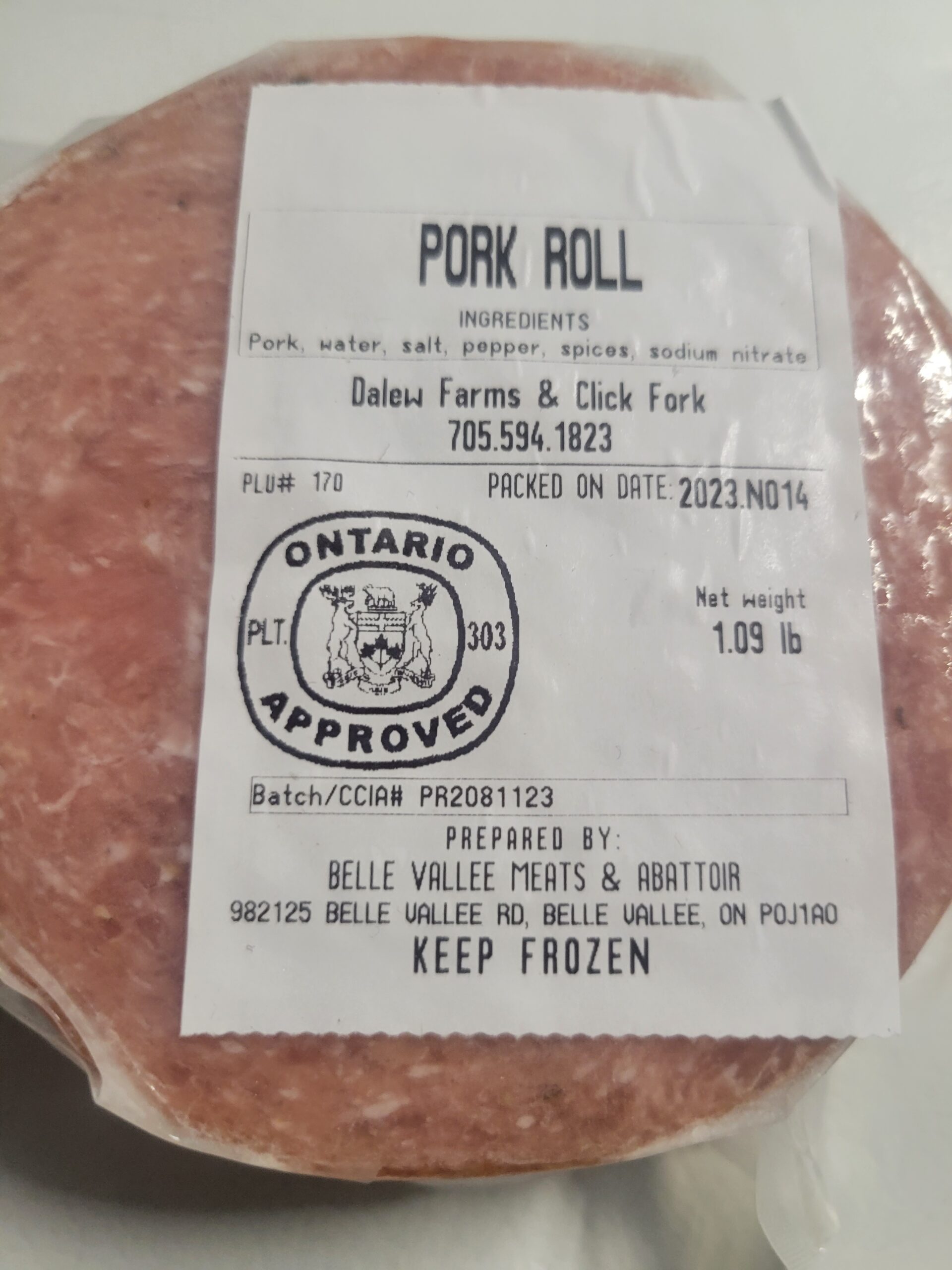 Dalew Farms Pasture Raised Pork - Sliced Pork Roll